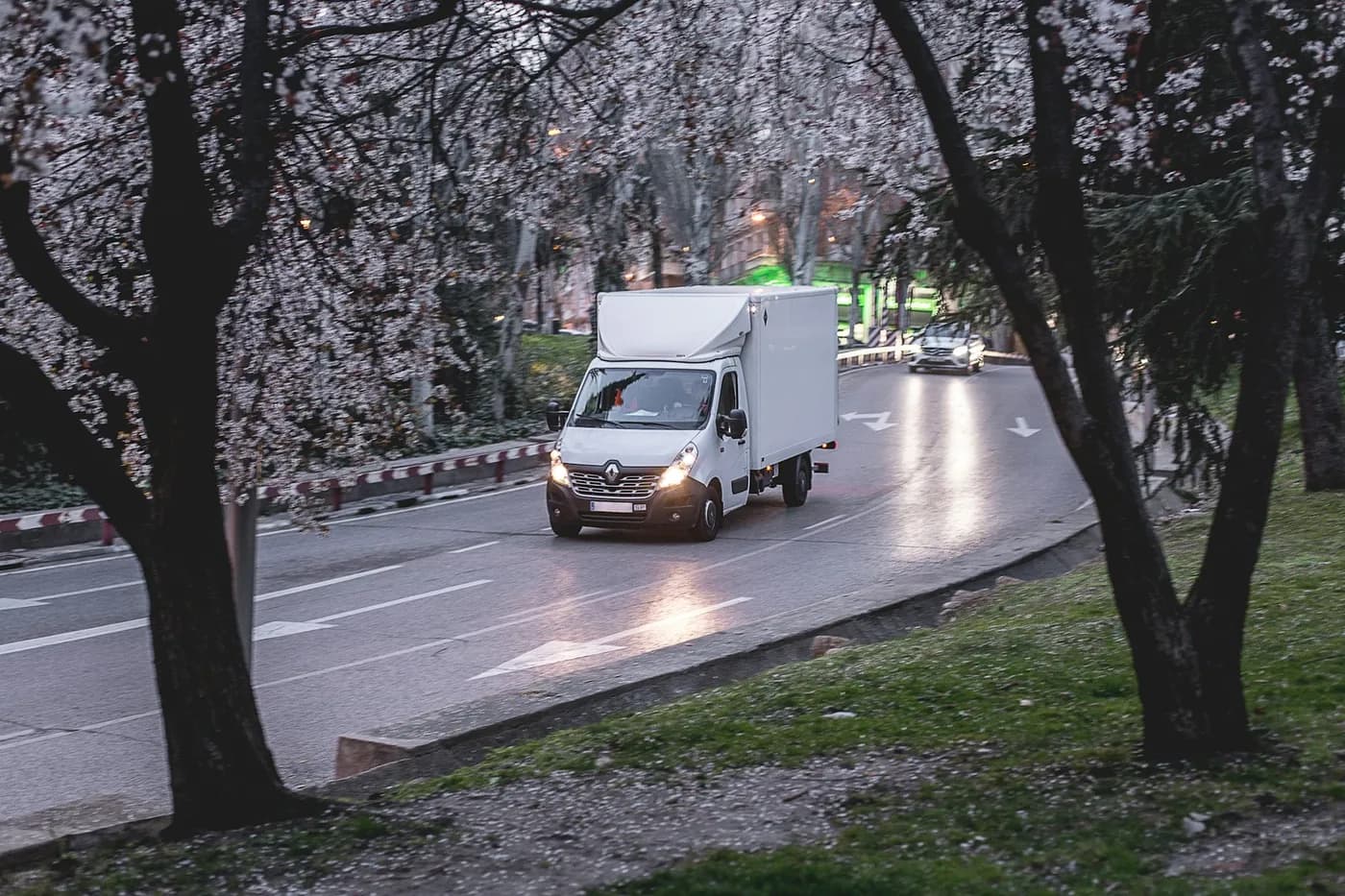 Van on a long distance multi-drop delivery route